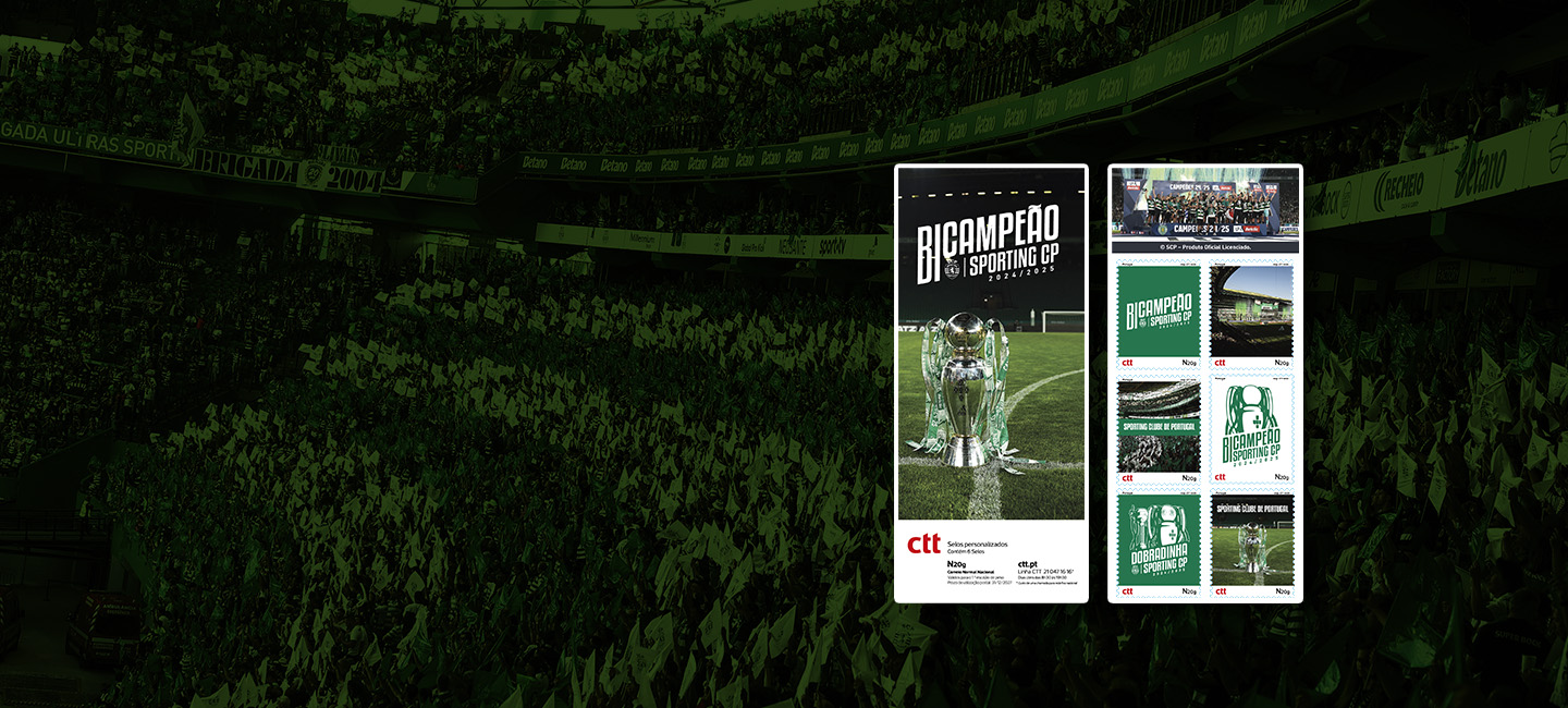 Booklet de selos filatélicos Sporting Bicampeão.