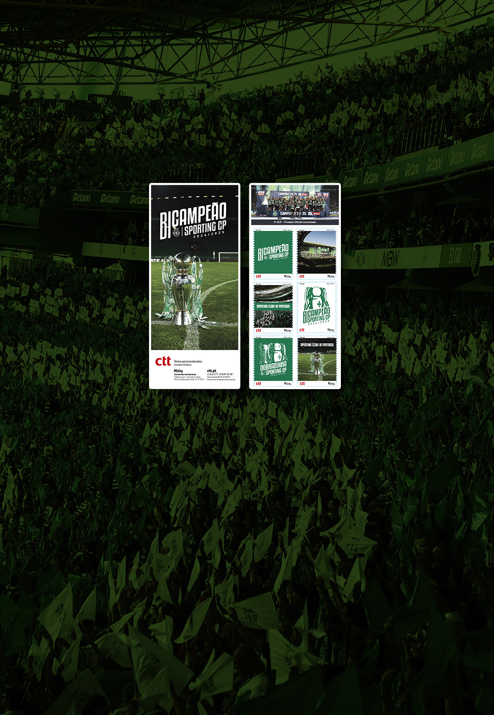 Booklet de selos filatélicos Sporting Bicampeão.
