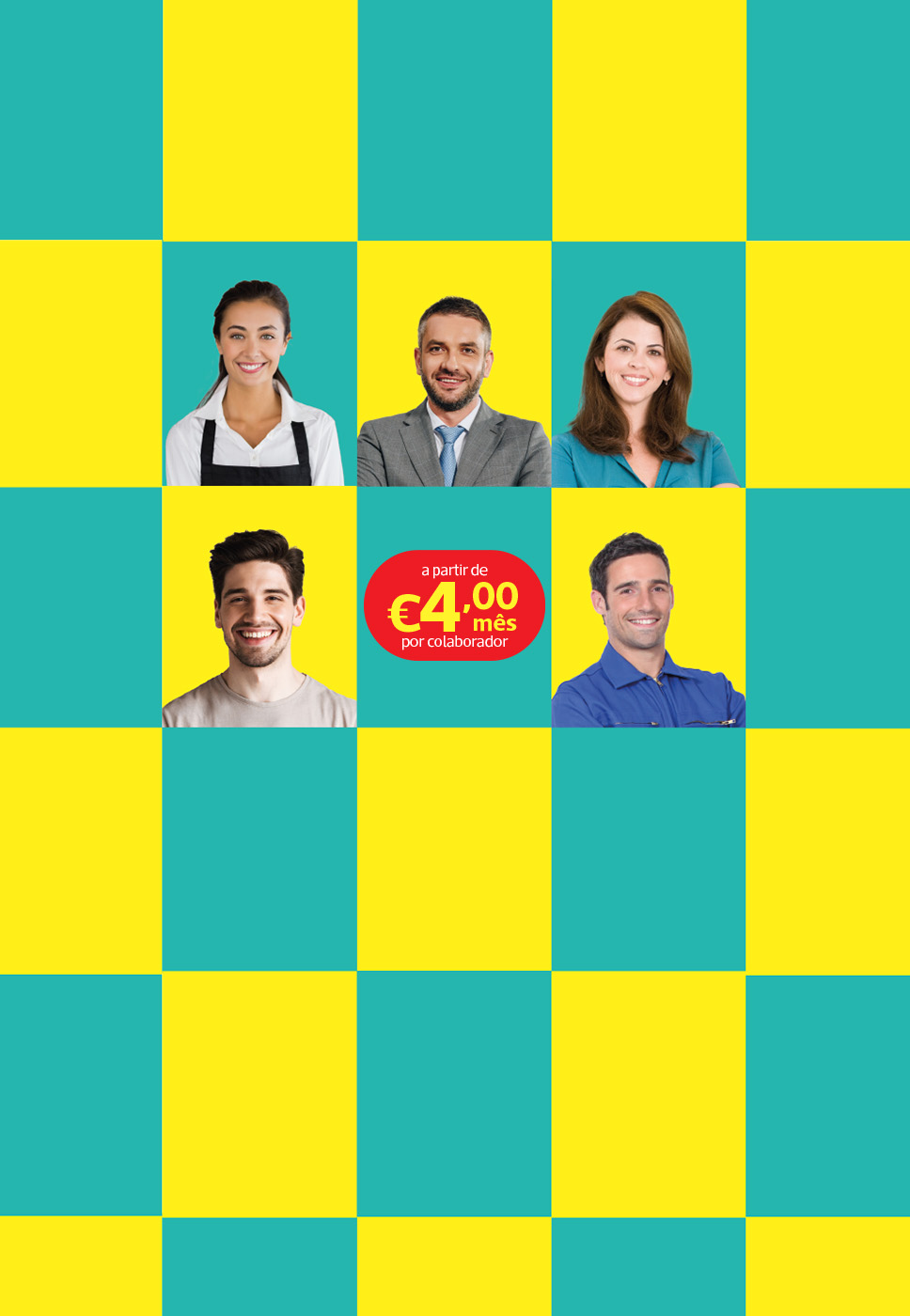 A partir de 4€ por mês por colaborador