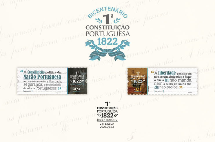 Dois selos, sobre a nação portuguesa e outro sobre a liberdade.
