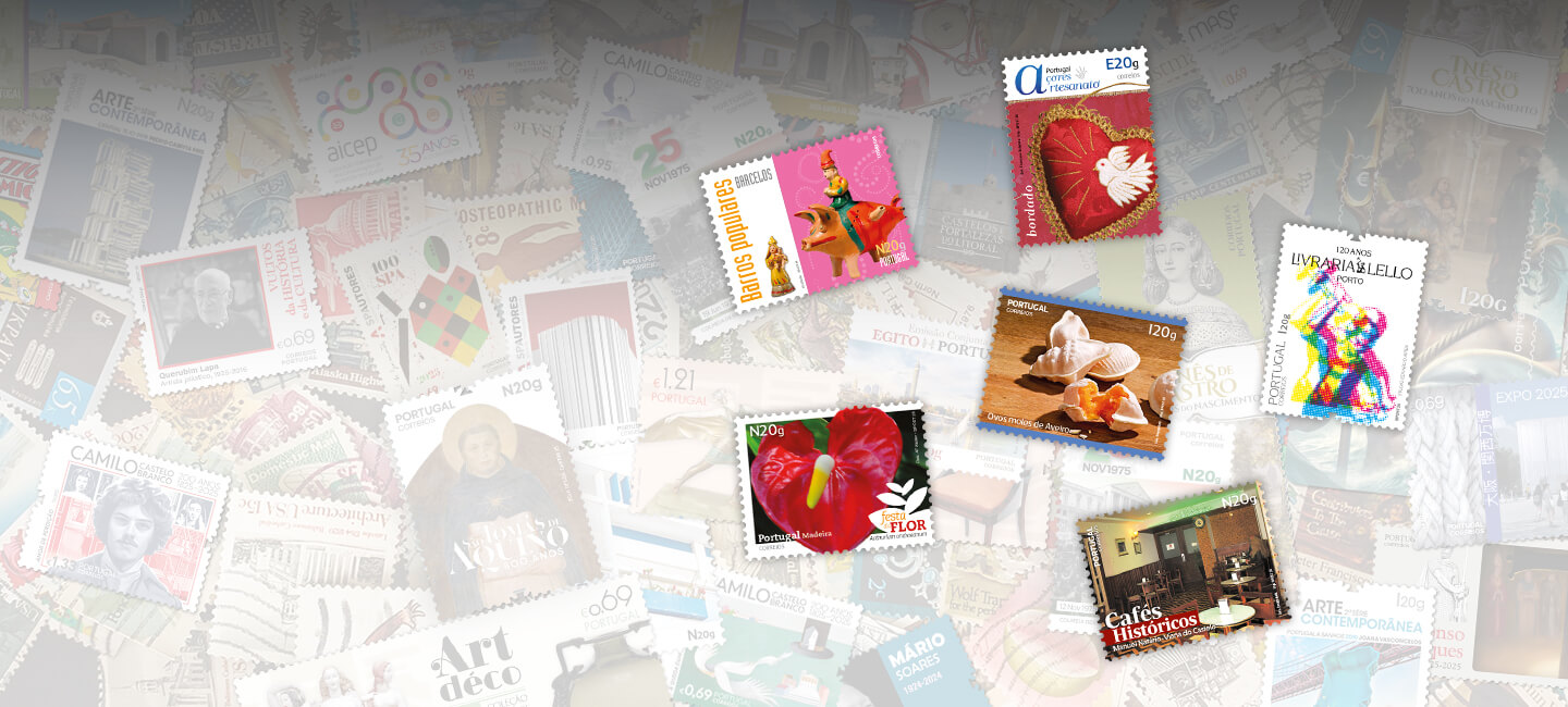 diversos selos e emissões lançados pelos CTT