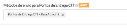 ecrã 2 - app CTT Expresso - Método de envio para Pontos de Entrega CTT